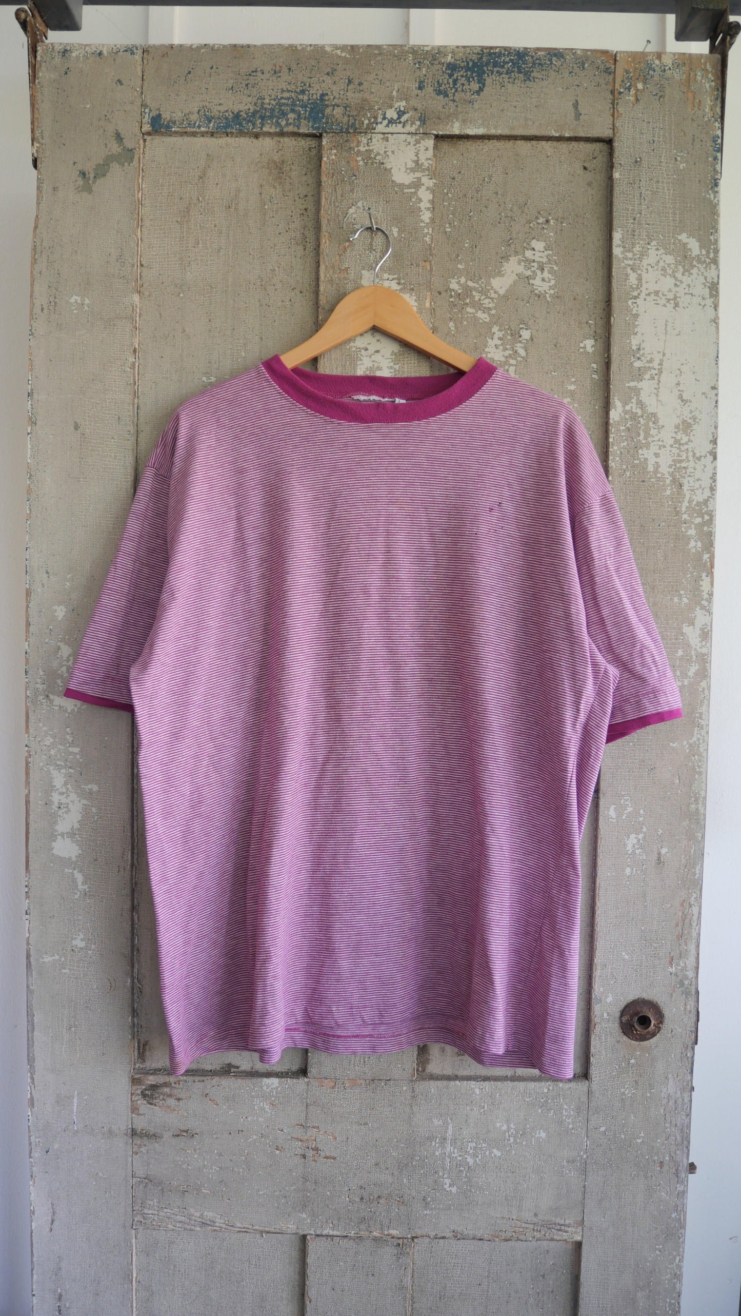 1990s Boxy Pink Stripe Tee | XL