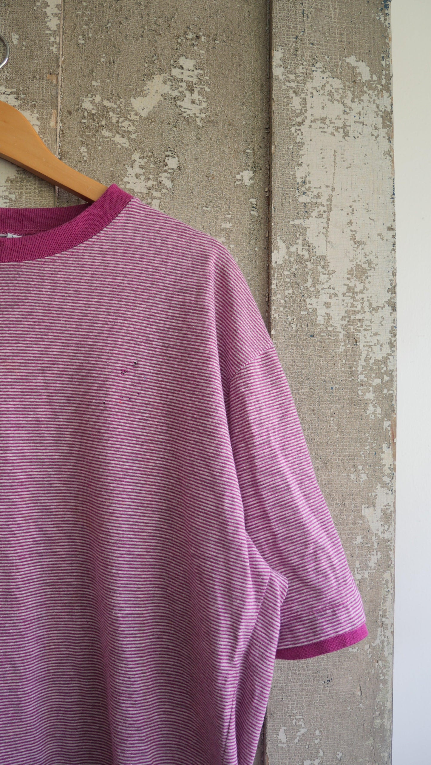 1990s Boxy Pink Stripe Tee | XL