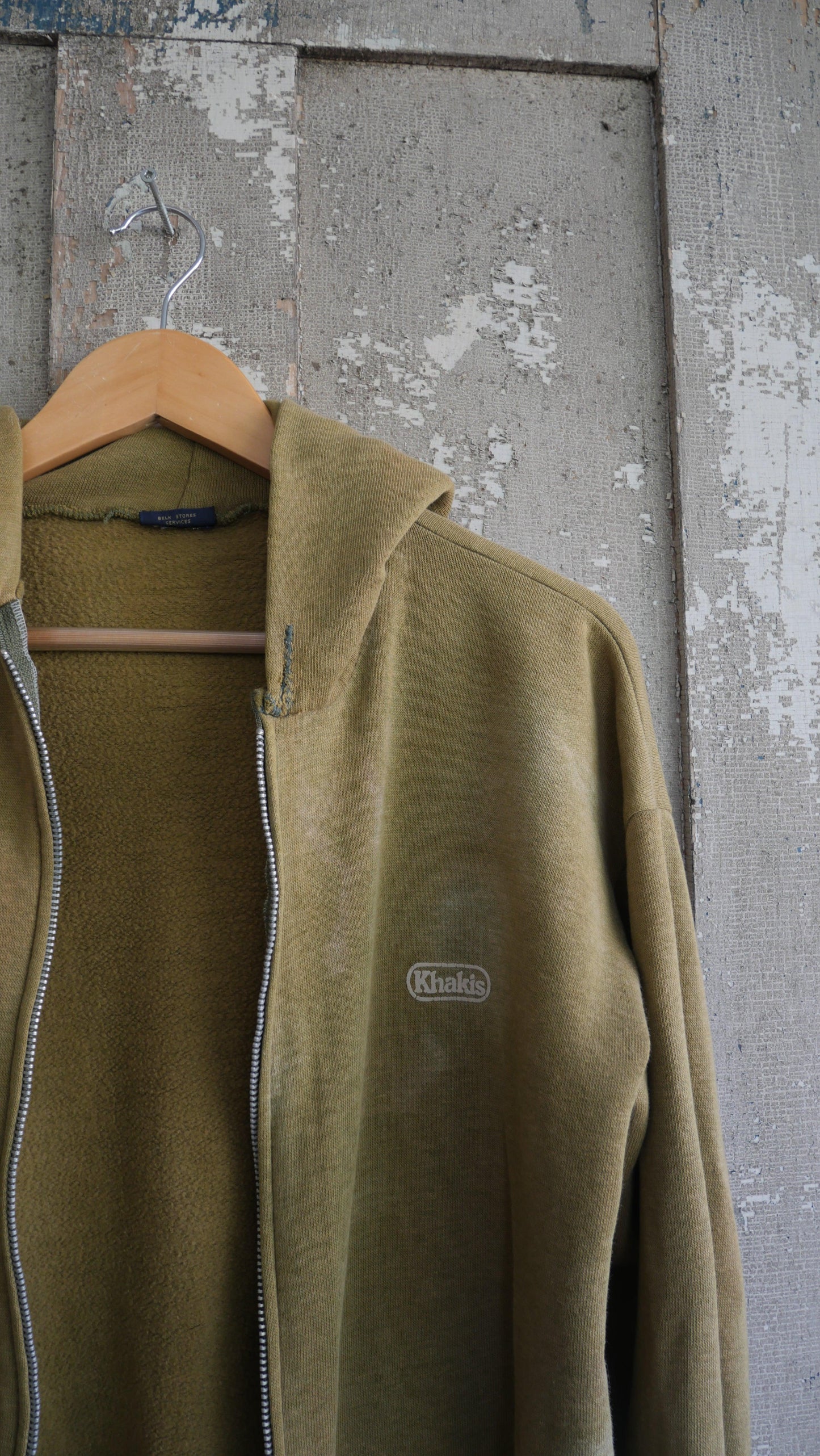 1970s Olive Zip Hoodie | L