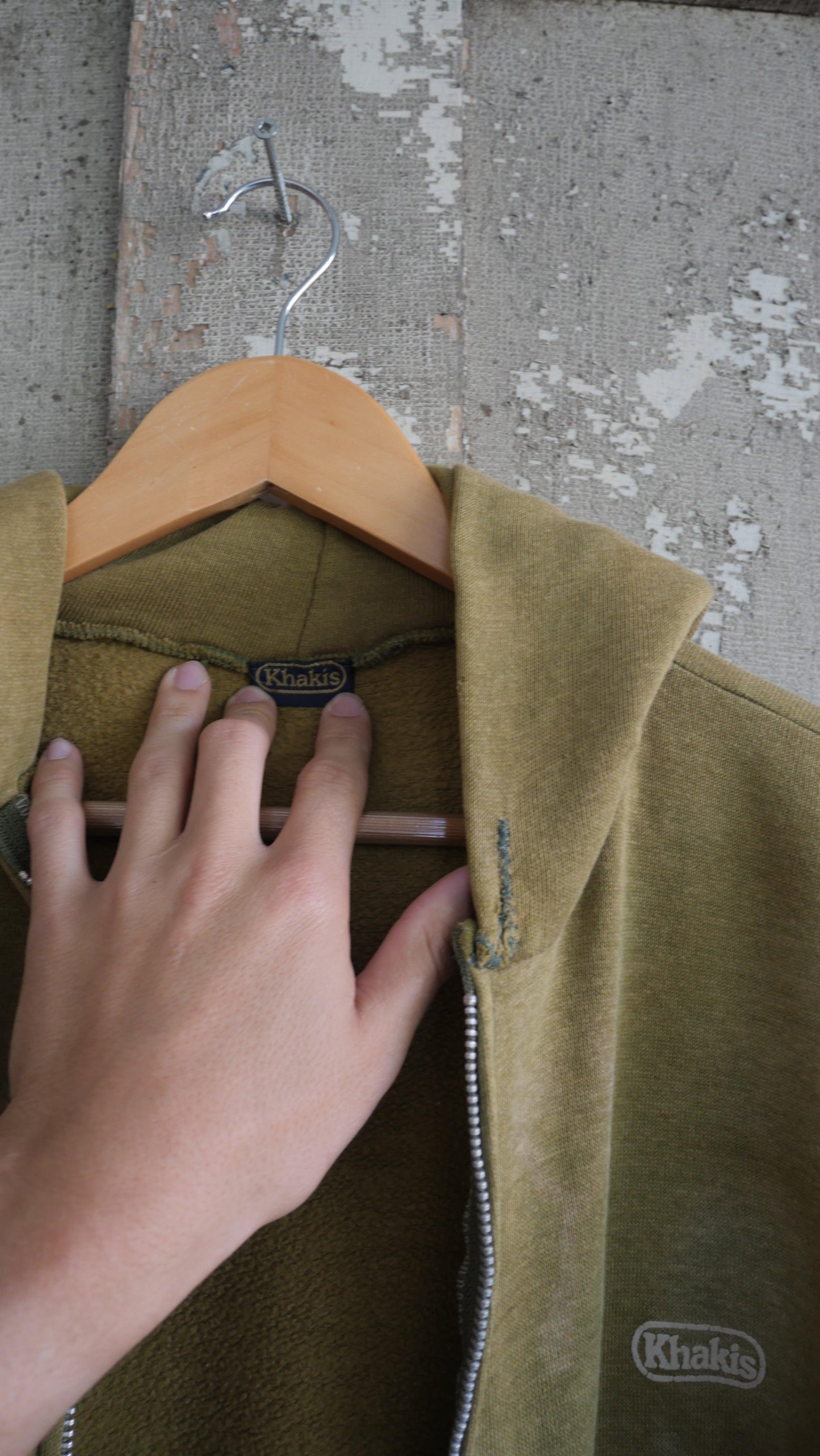 1970s Olive Zip Hoodie | L