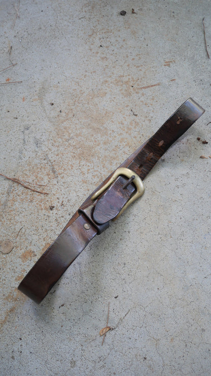 1970s Big Buckle Leather Belt | 30