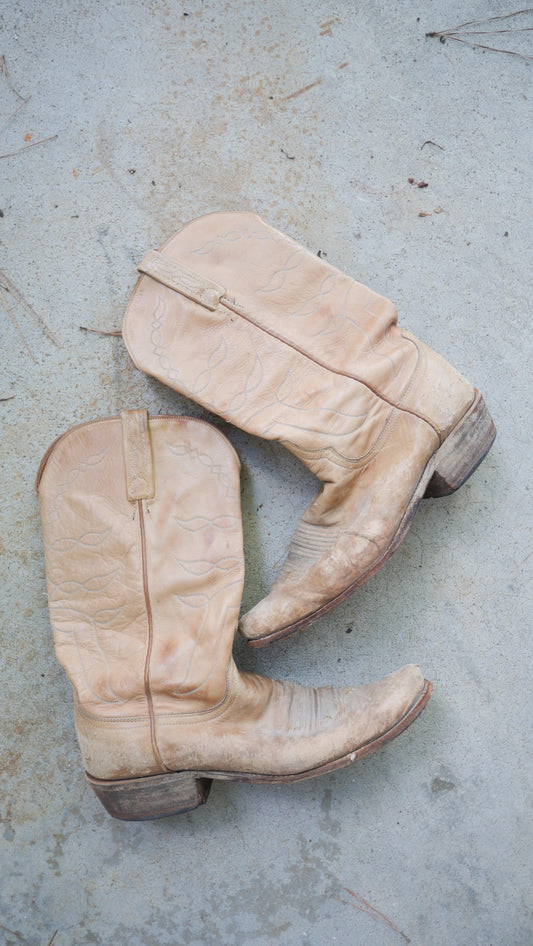 1980s Tan Leather Boots | 9.5