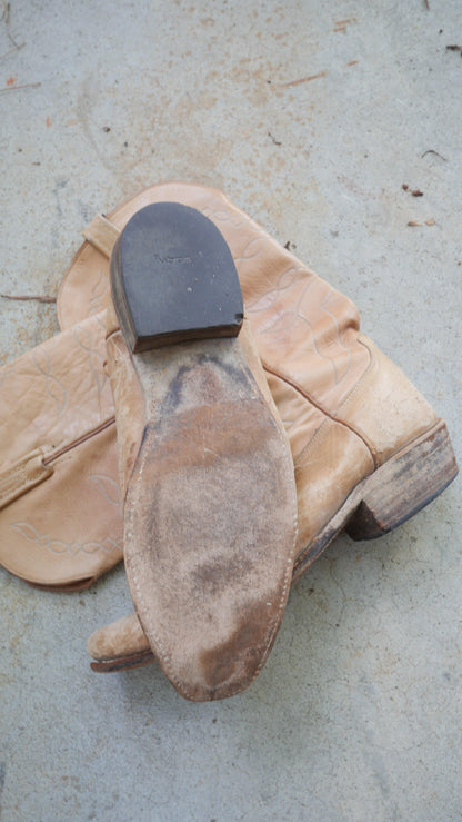 1980s Tan Leather Boots | 9.5
