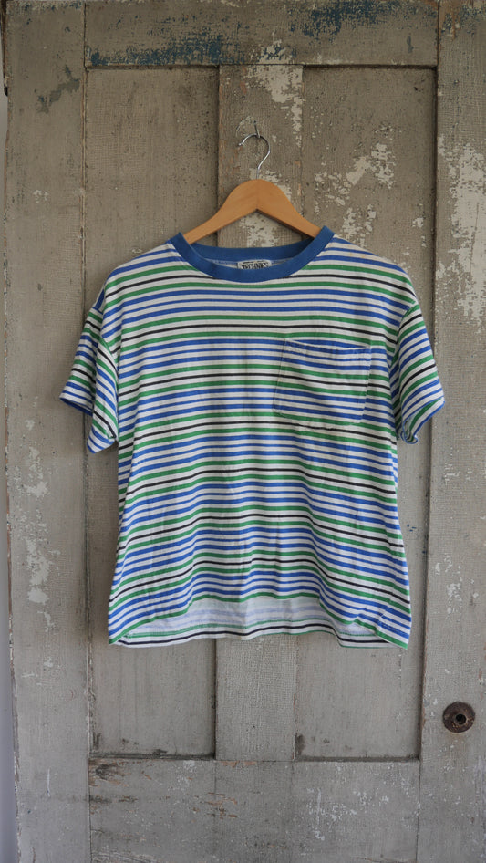 1990s Boxy Striped Tee | M