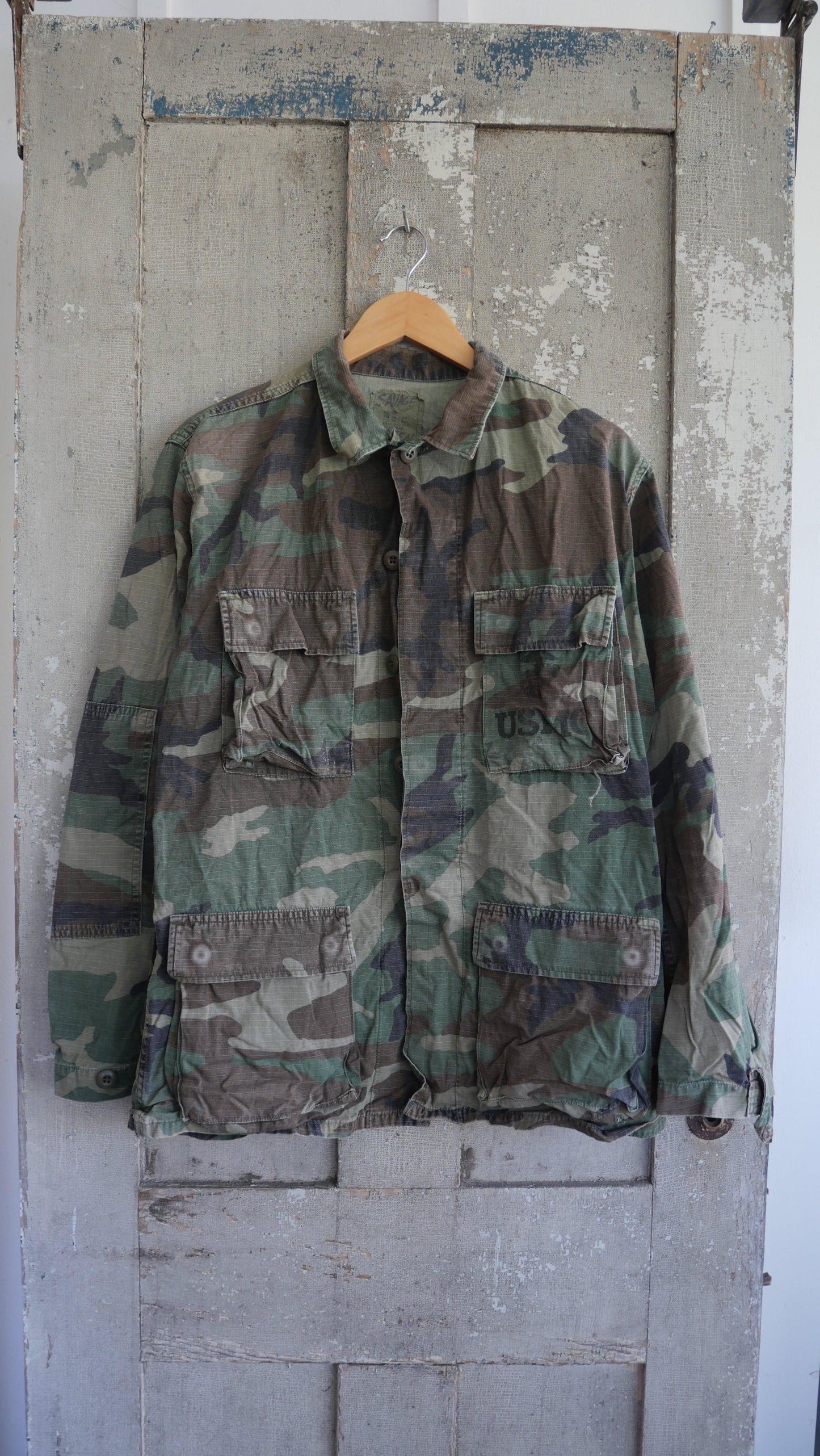 1980s Camo USMC Chore Jacket | L