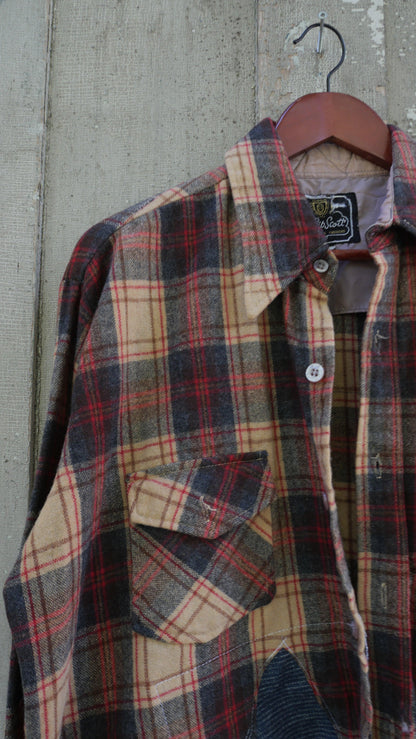 1970s Wool Repaired Red Flannel | L