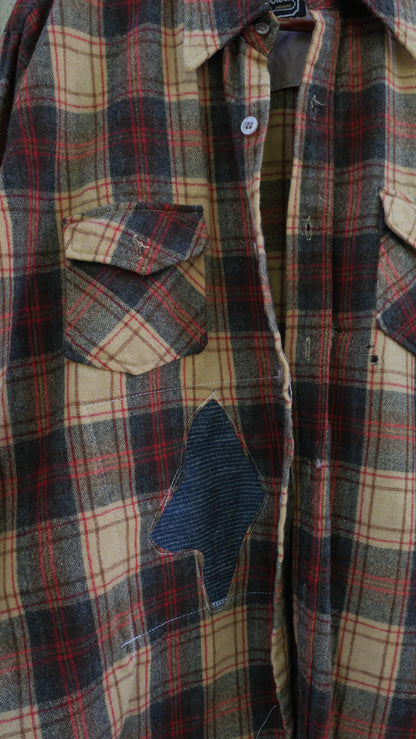 1970s Wool Repaired Red Flannel | L