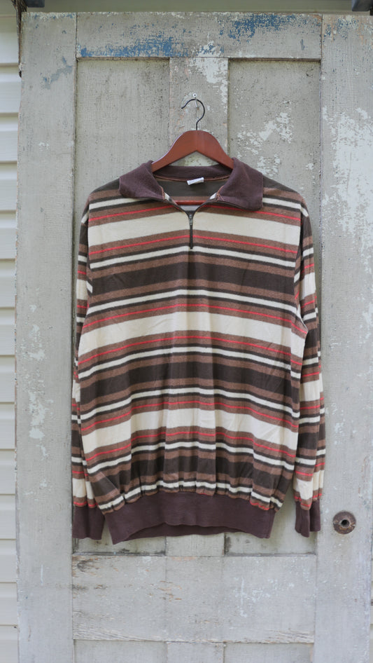 1970s Striped Quarter Zip | L