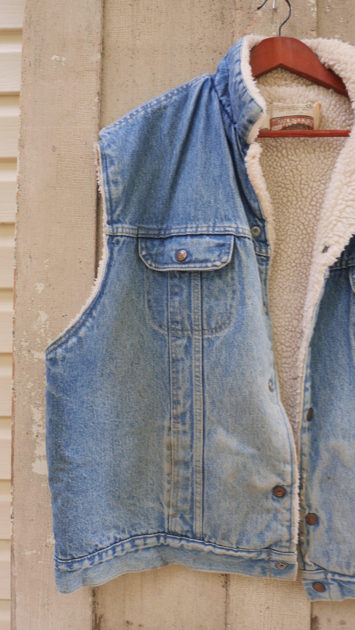 1980s Sherpa Lined Denim Vest | XL
