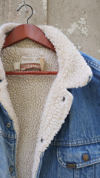 1980s Sherpa Lined Denim Vest | XL