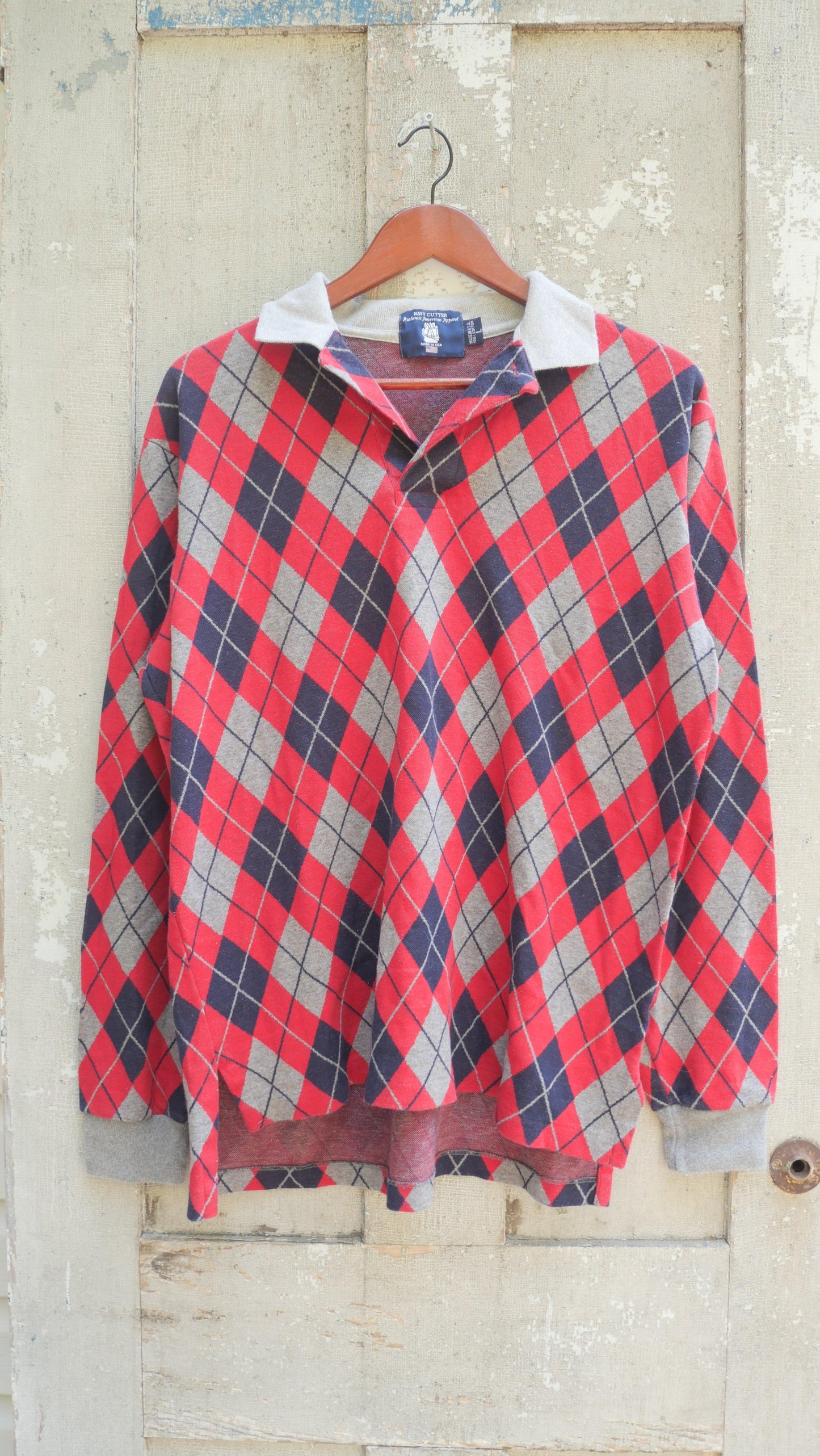 1990s Argyle Knit Shirt | L