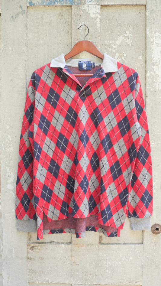 1990s Argyle Knit Shirt | L