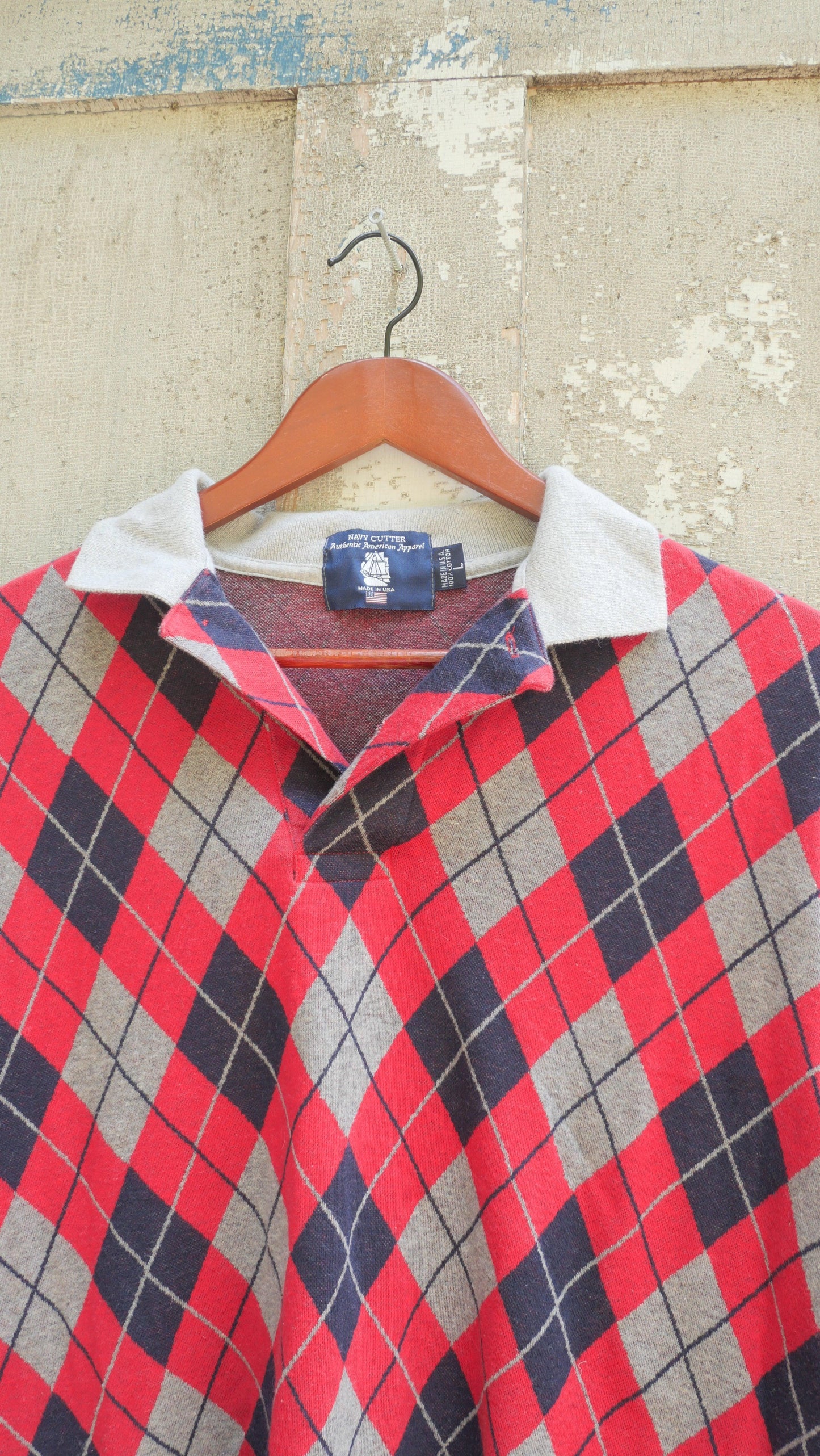 1990s Argyle Knit Shirt | L