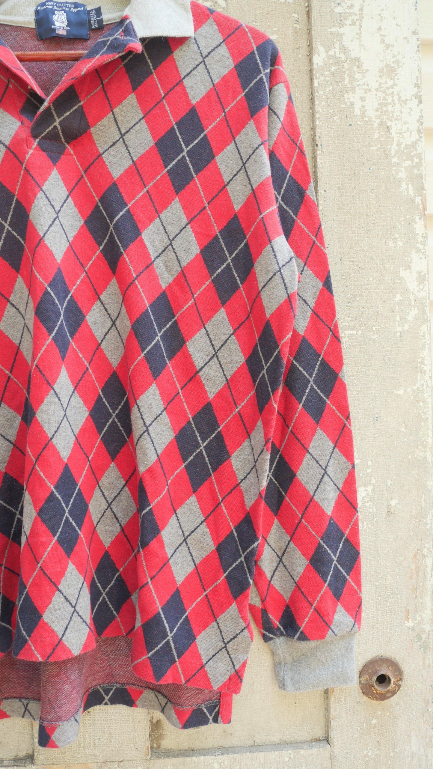 1990s Argyle Knit Shirt | L