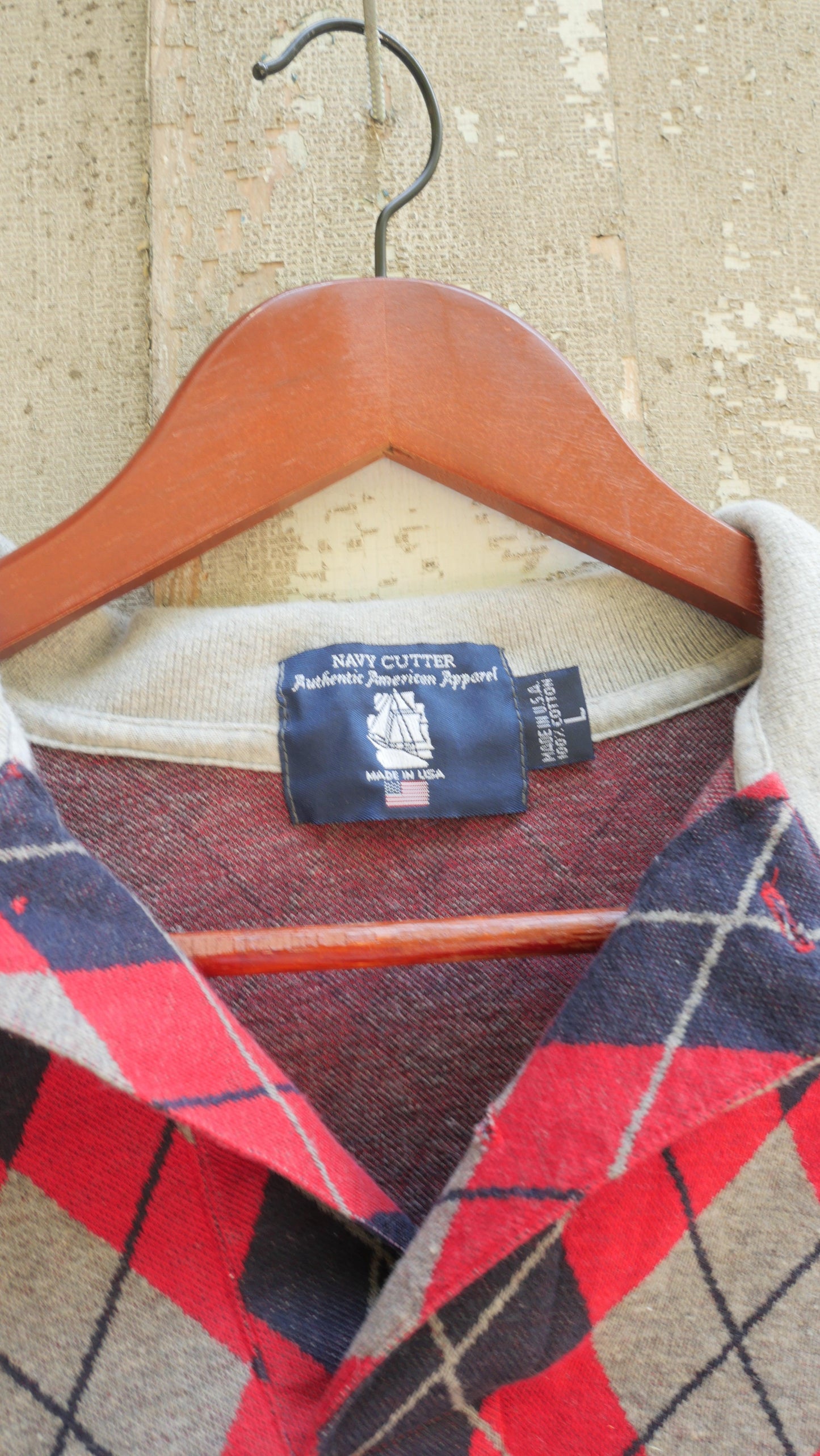 1990s Argyle Knit Shirt | L