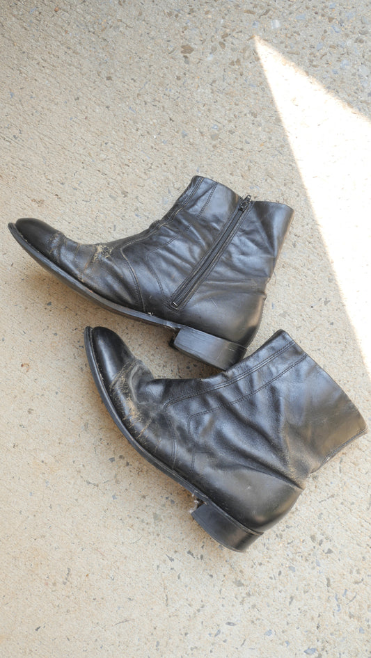 1980s Black Side Zip Boots | 10.5