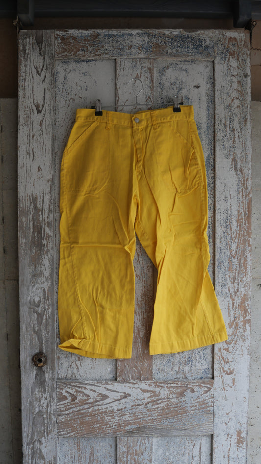 1970s Yellow Bell Bottom Capris | 29