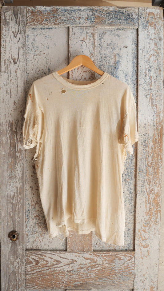 1960s Thrashed White Tee | L