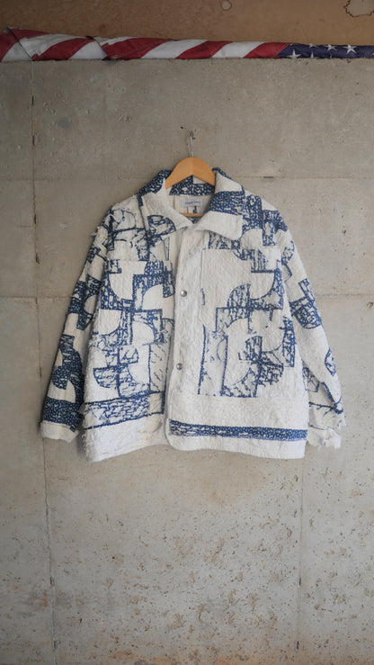 1980s Mini Star Tattered Quilt Chore Jacket | M