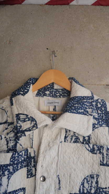 1980s Mini Star Tattered Quilt Chore Jacket | M