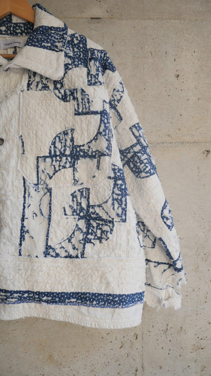 1980s Mini Star Tattered Quilt Chore Jacket | M