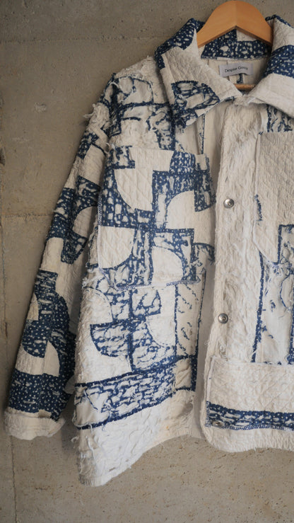 1980s Mini Star Tattered Quilt Chore Jacket | M