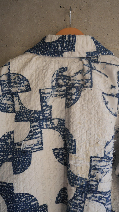 1980s Mini Star Tattered Quilt Chore Jacket | M