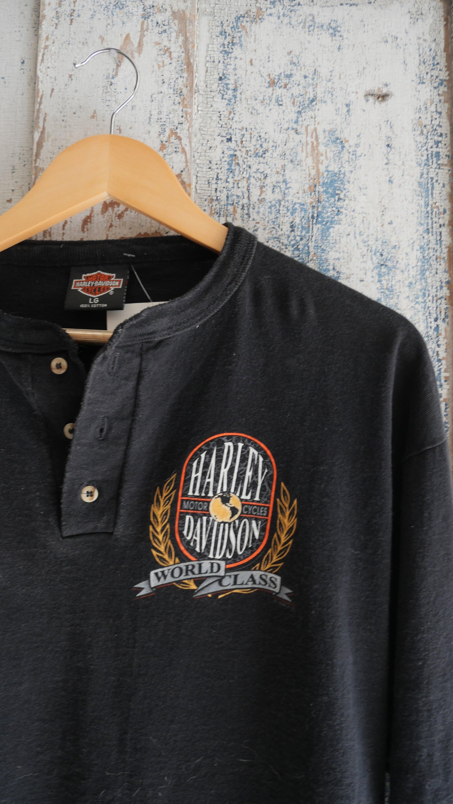 1990s Harley Henley Shirt | L