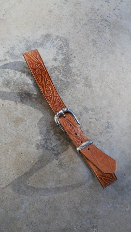 1970s Embossed Leather Belt | 33