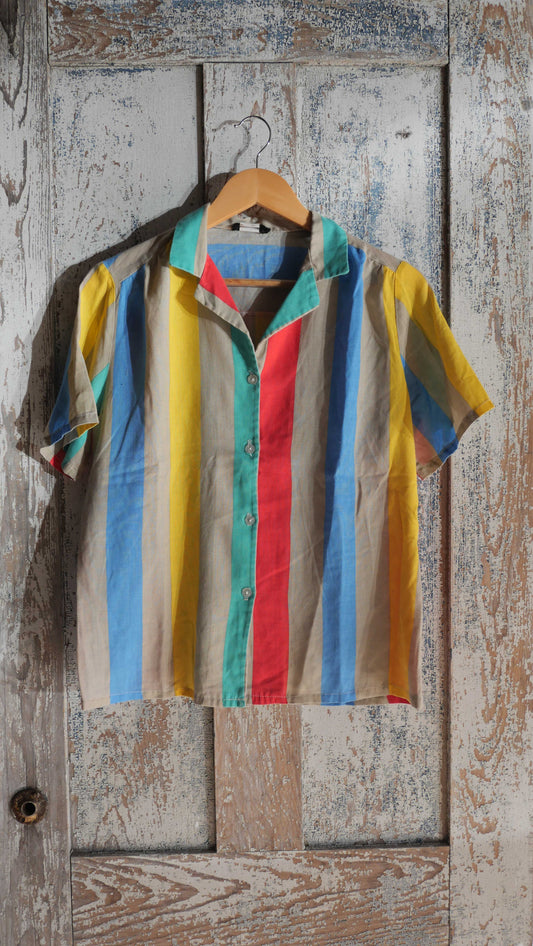 1970s Striped Button Up | M