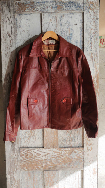 1970s Cherry Leather Jacket | M