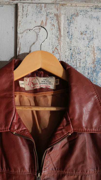 1970s Cherry Leather Jacket | M