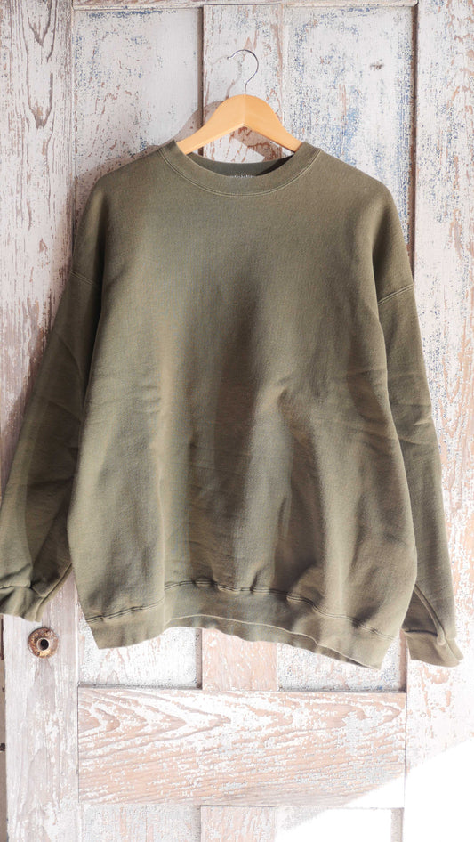 1980s Boxy Olive Crewneck | L