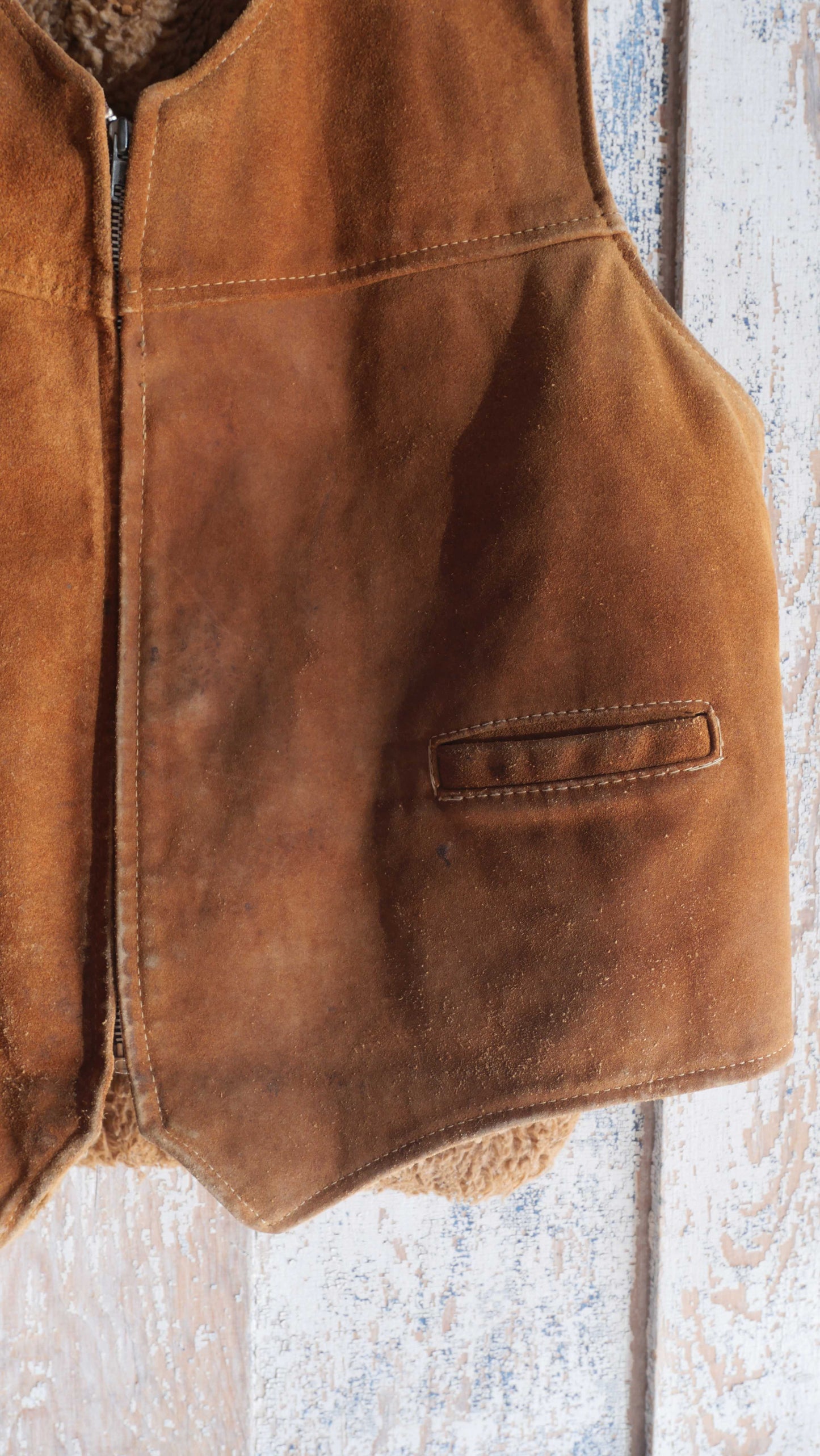 1970s Suede Boxy Vest | L