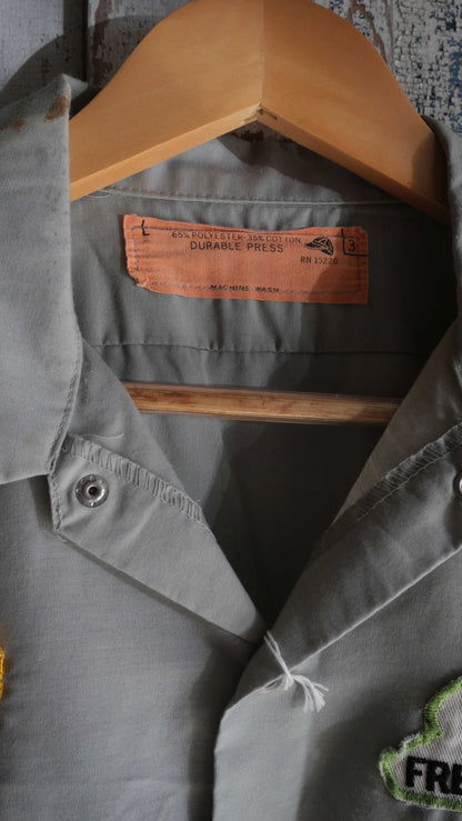 1970s Chain Stitch Work Shirt | L