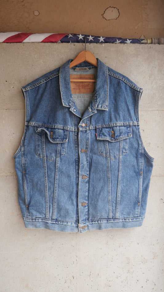 1990s Harley Denim Vest | XL