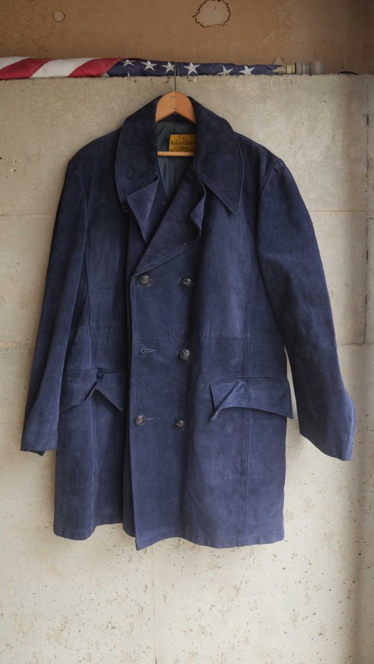 1970s Navy Suede Long Coat | L