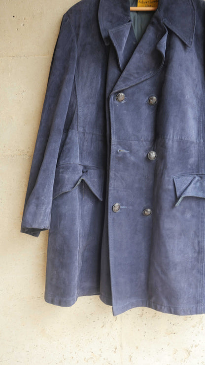 1970s Navy Suede Long Coat | L