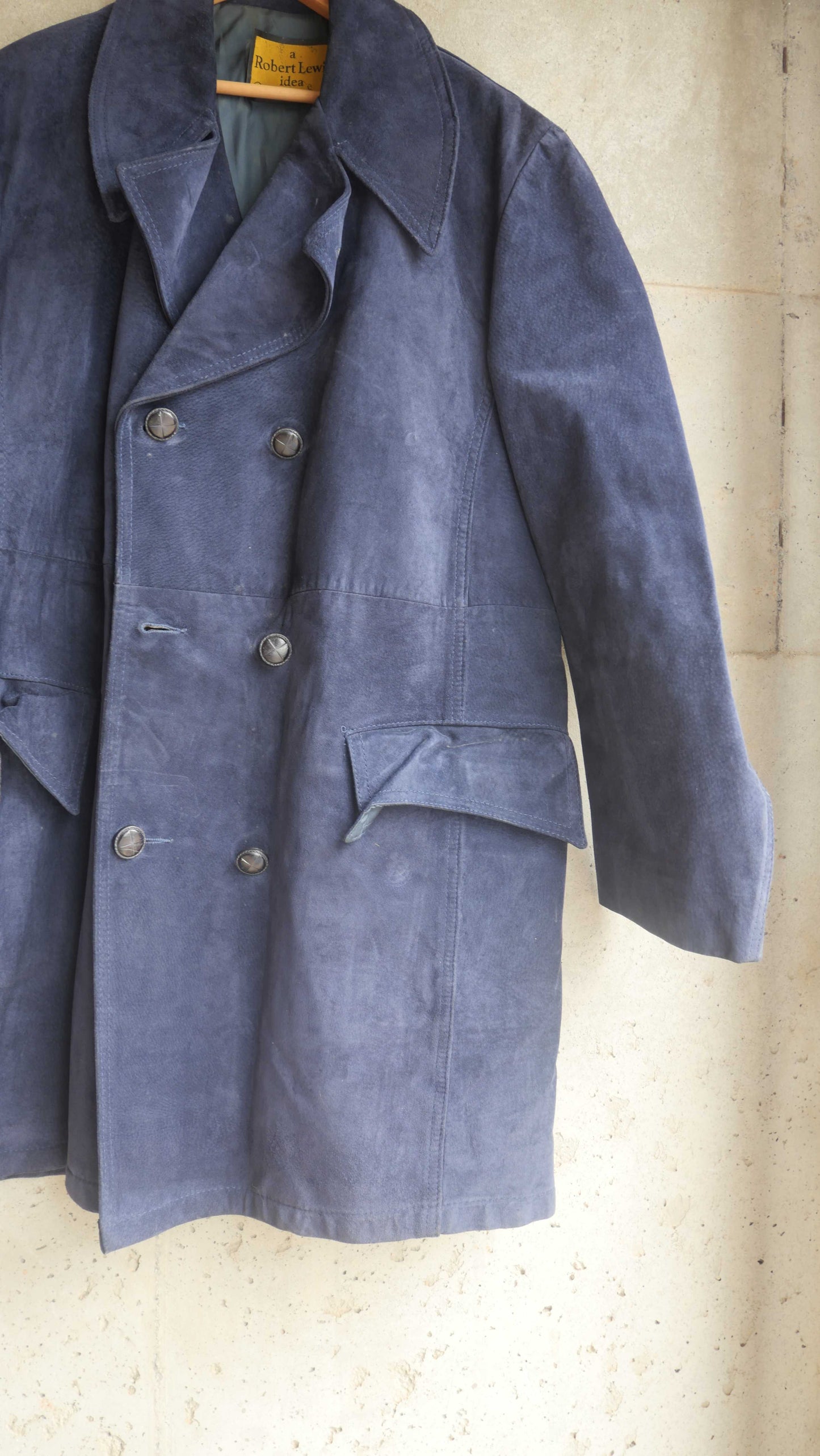 1970s Navy Suede Long Coat | L