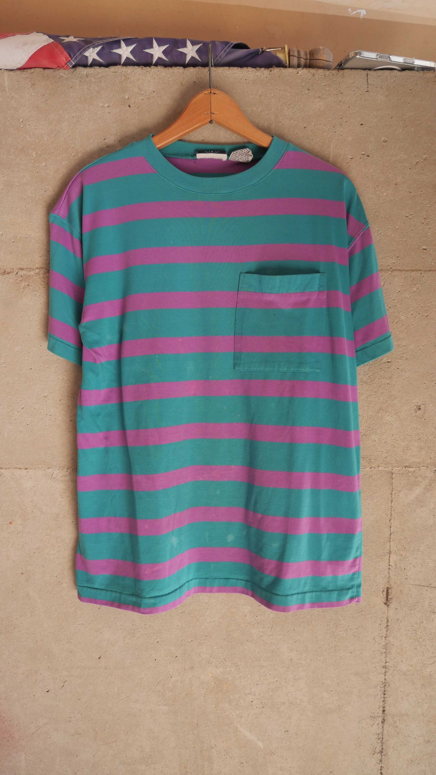 1990s Striped Pocket Tee | L