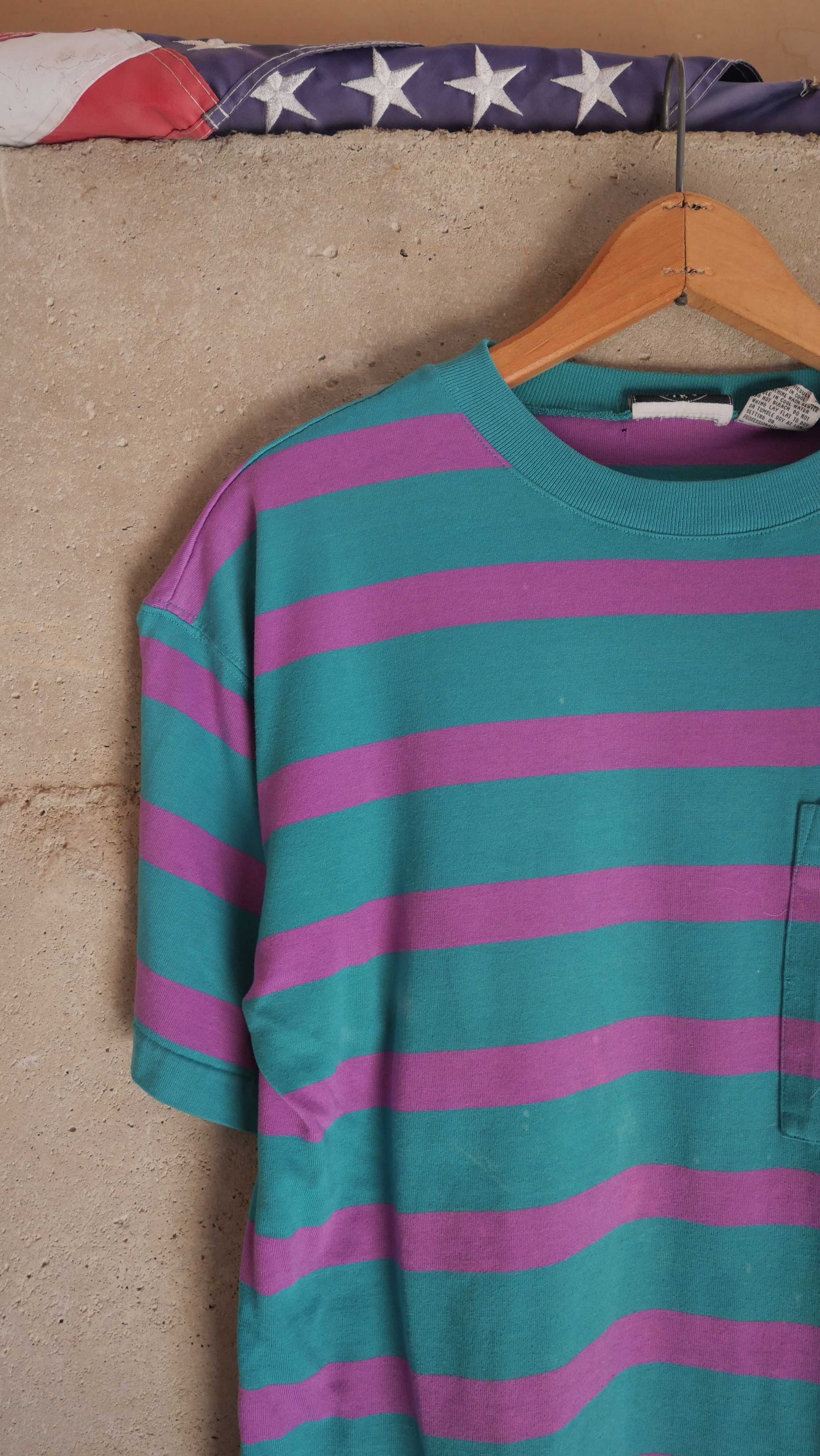 1990s Striped Pocket Tee | L