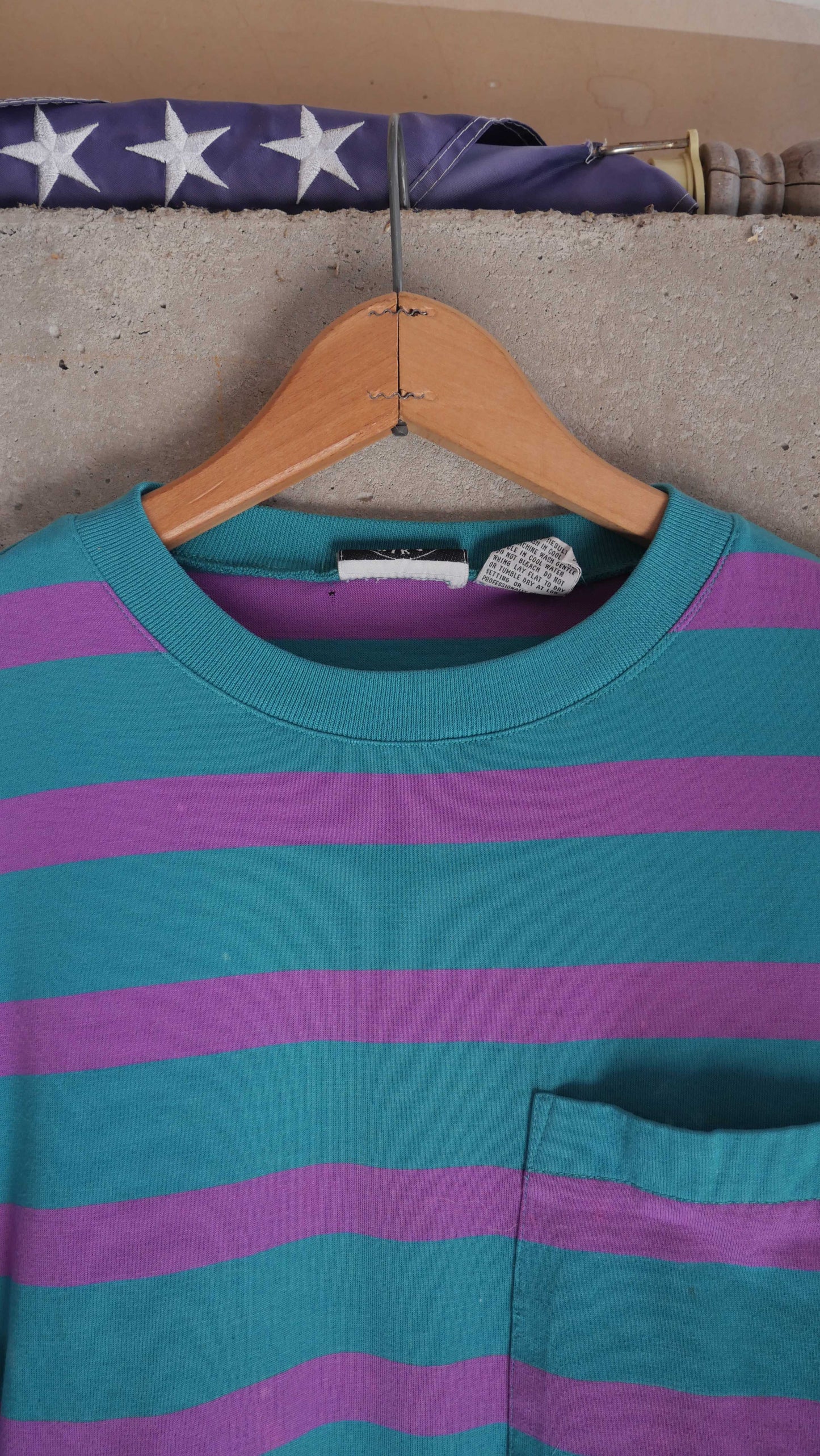 1990s Striped Pocket Tee | L