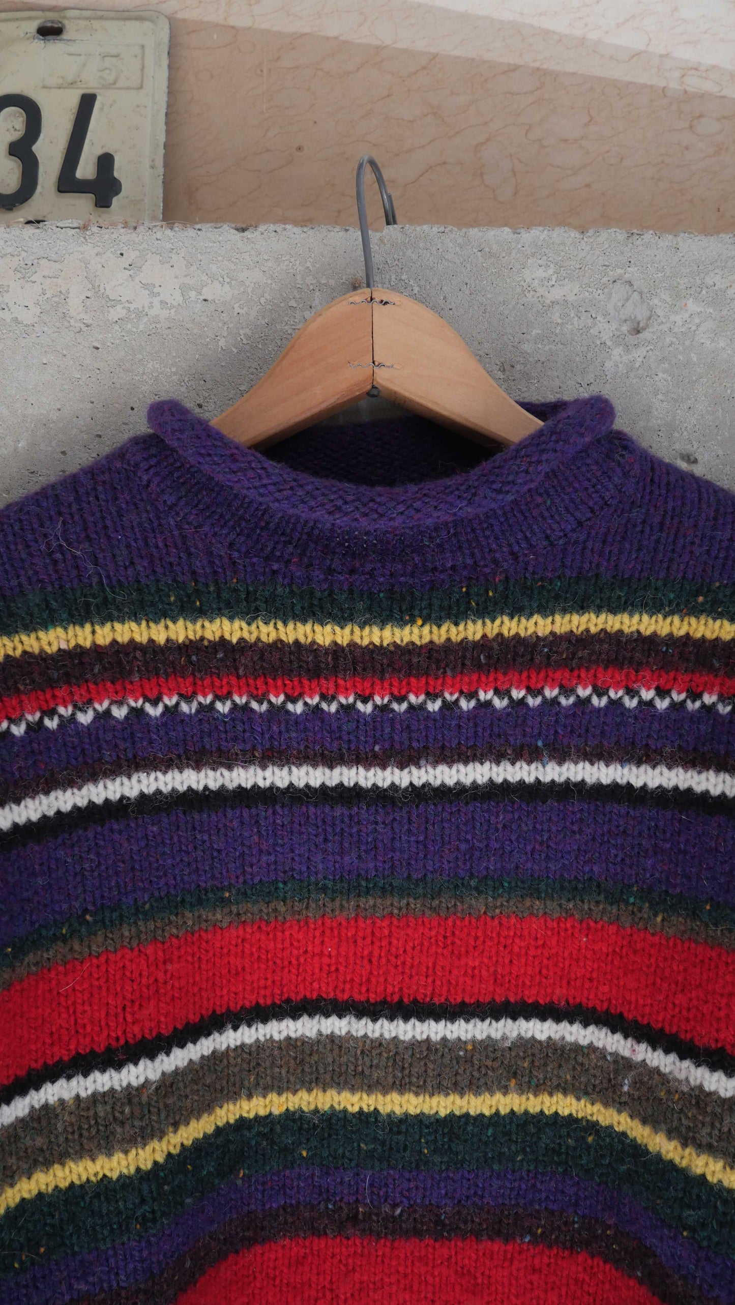 1990s Striped Mock Neck Sweater | M