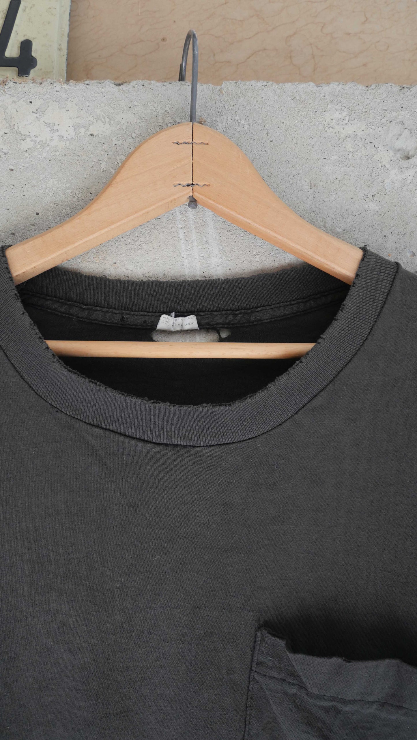 1990s Distressed Black Pocket Tee | L