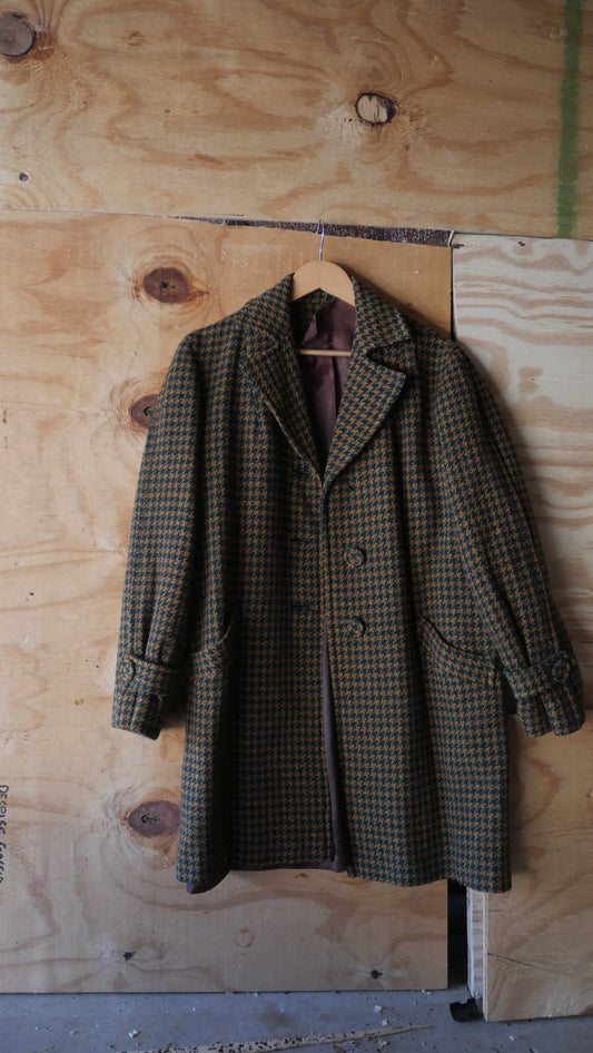 1970s Houndstooth Long Coat | L