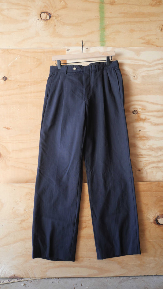 1980s Pin Stripe Pleated Slacks | 31