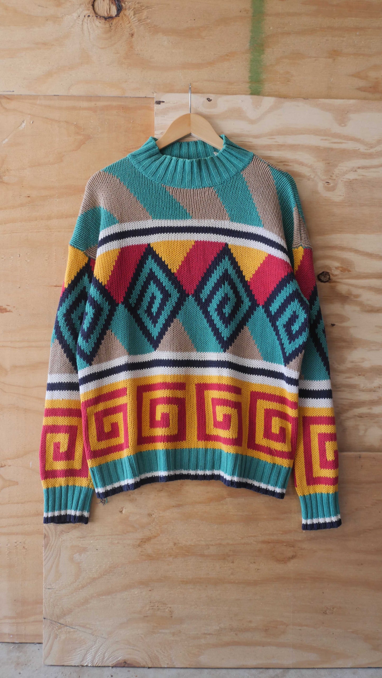 1980s Multicolor Knit Sweater | L