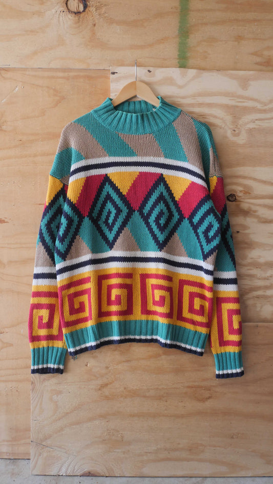 1980s Multicolor Knit Sweater | L
