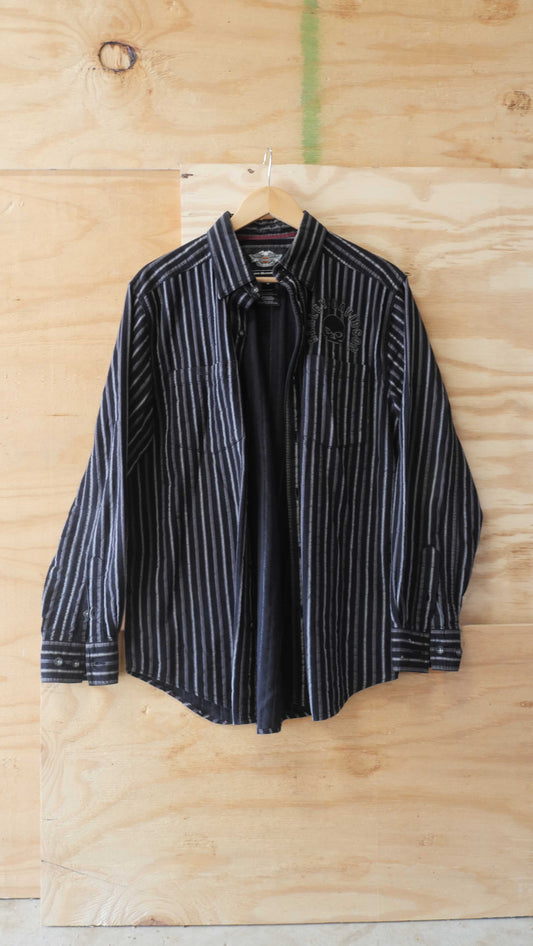 2000s Striped Harley Shirt | M
