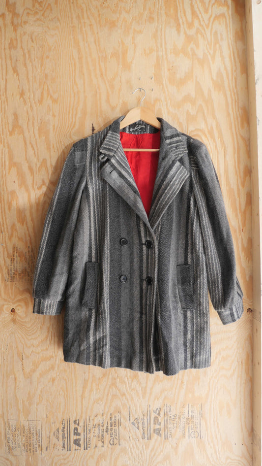 1980s Striped Wool Overcoat | M